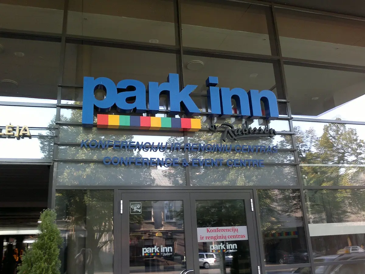 Entrance of the hotel in central Kaunas, then under the Park Inn name